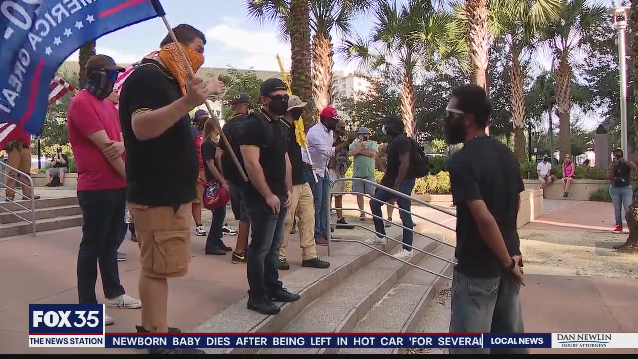 Anti-Trump protest outside City Hall in Downtown Orlando