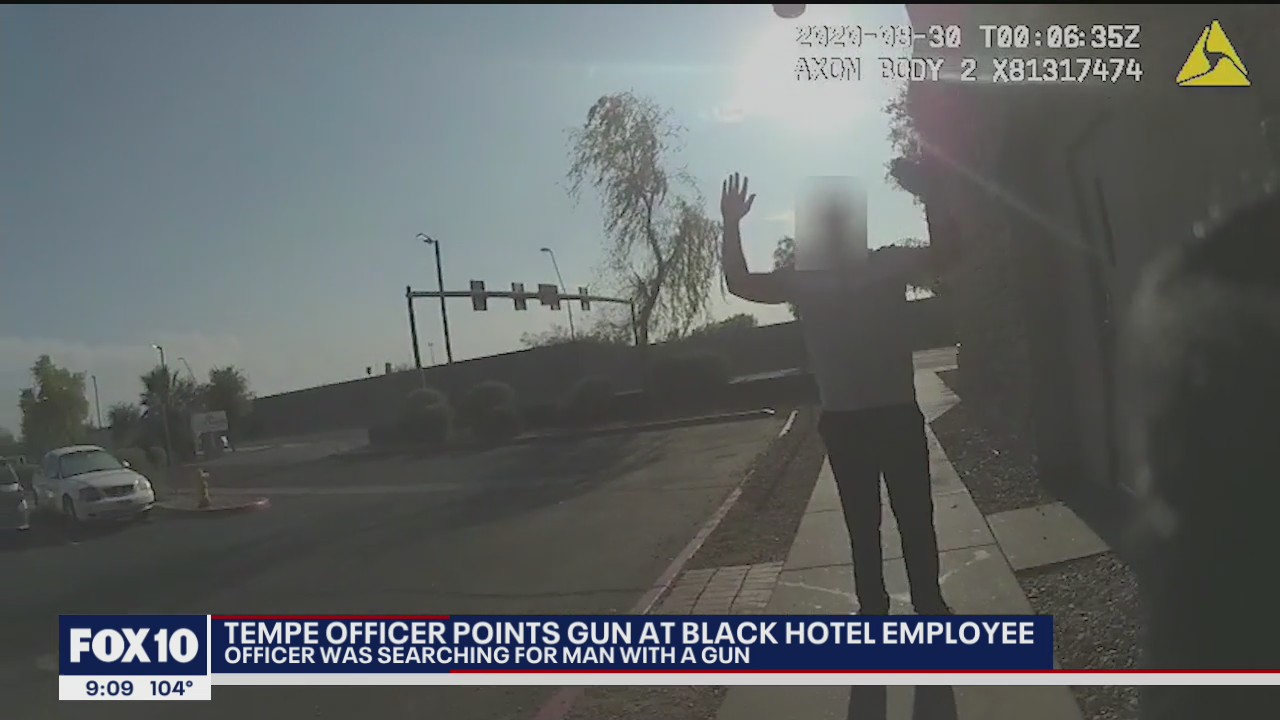 Tempe Police officer seen pointing gun at Black hotel employee