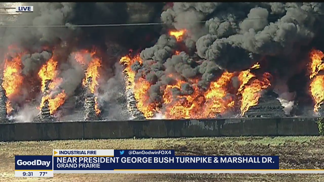 Fallen power lines spark massive fire in Grand Prairie