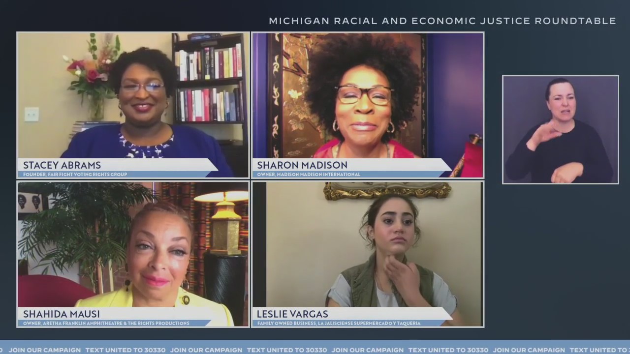 Stacey Abrams moderates Michigan Racial and Economic Justice roundtable