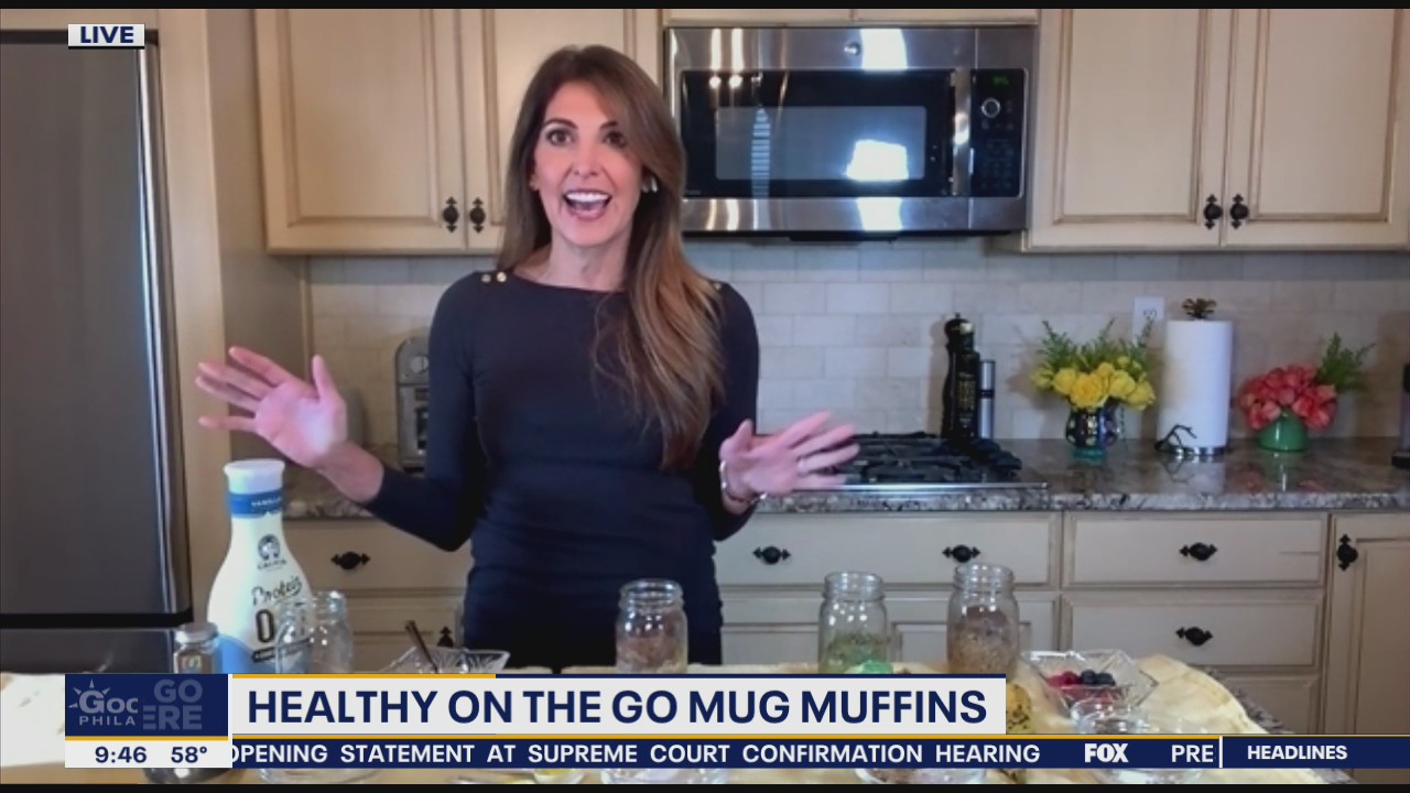 Healthy on-the-go muffins in mugs