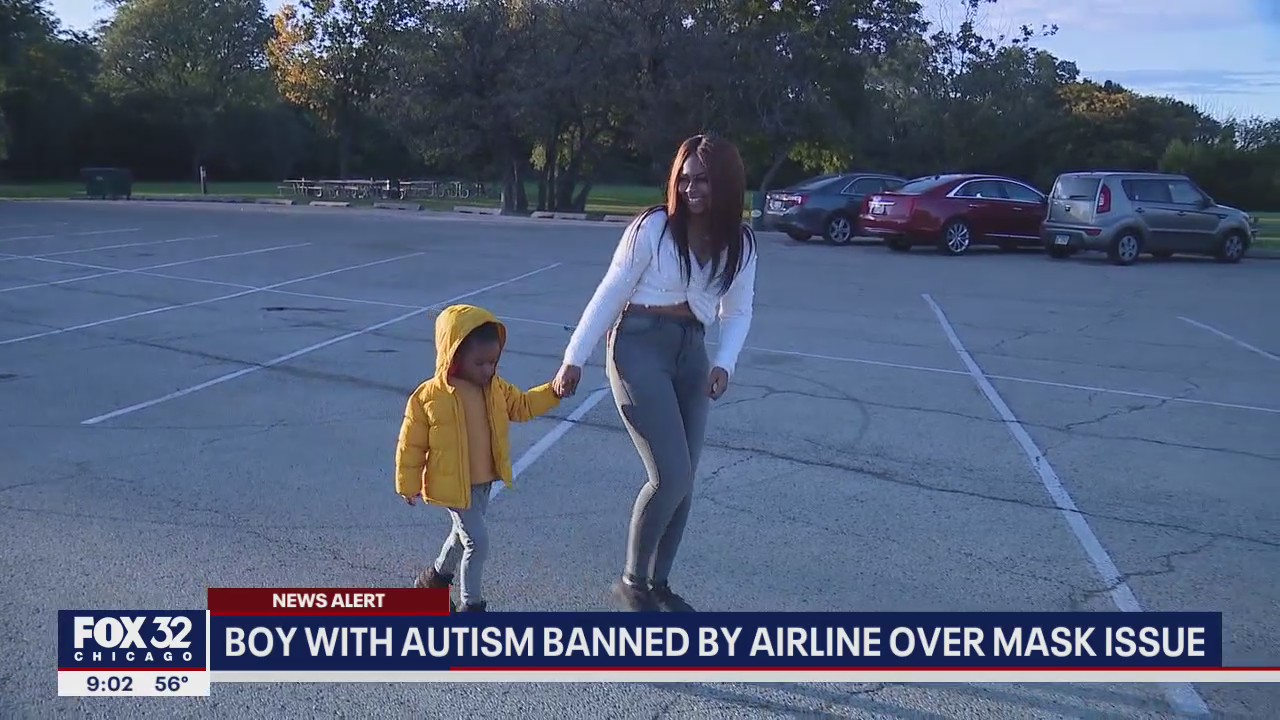 3-year-old with autism banned from airline over not wearing mask, Chicago family says