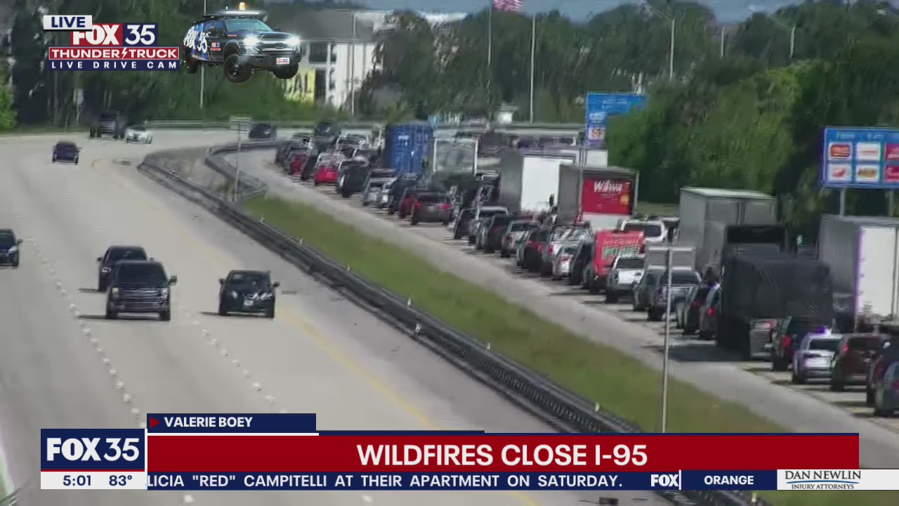 Wildfire closes I-95 in Brevard County