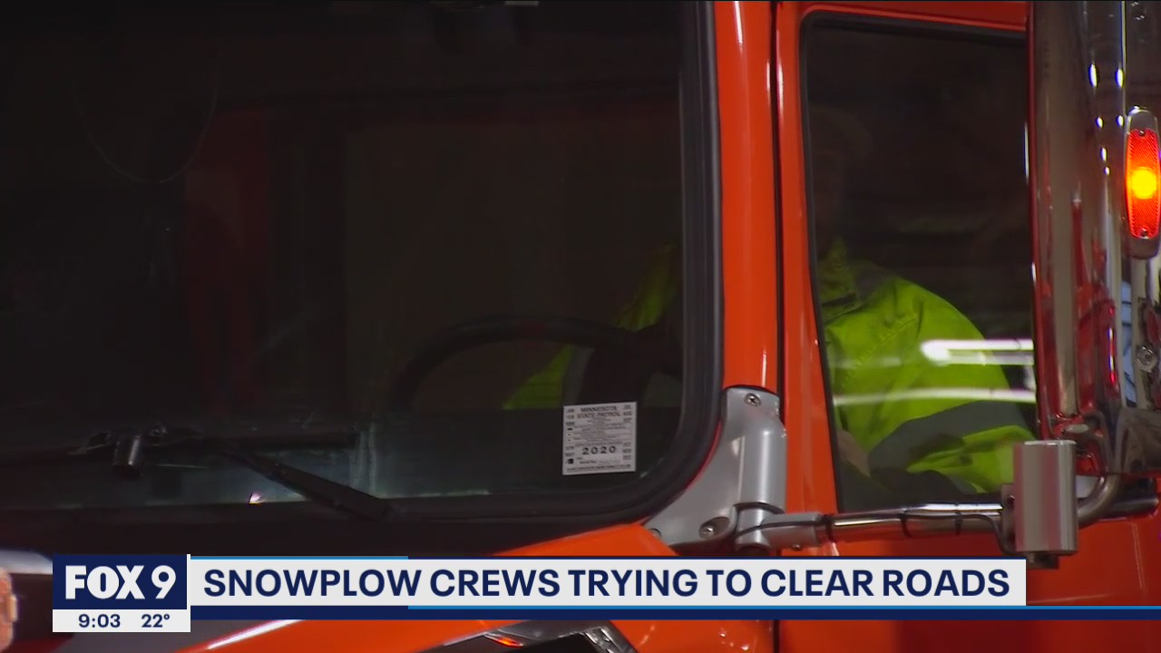Crews work to clear roads after Tuesday snowfall in Minnesota