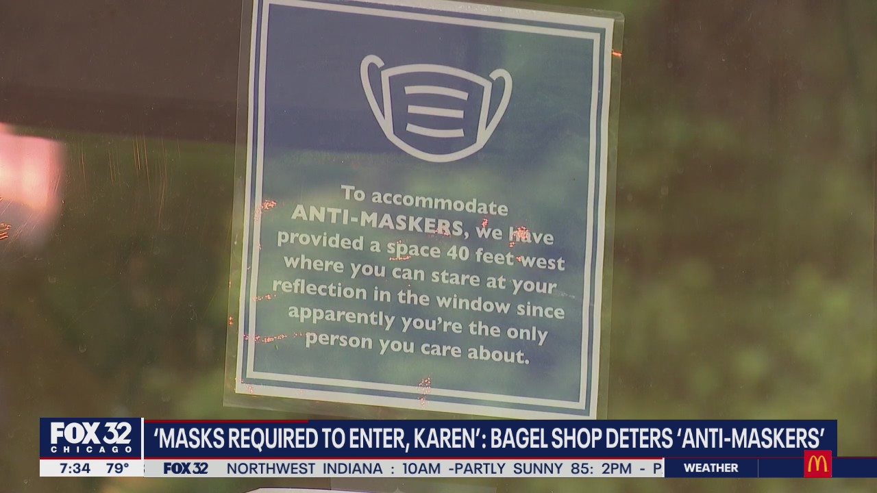Chicago bagel shop using humor to deter 'anti-masker's'