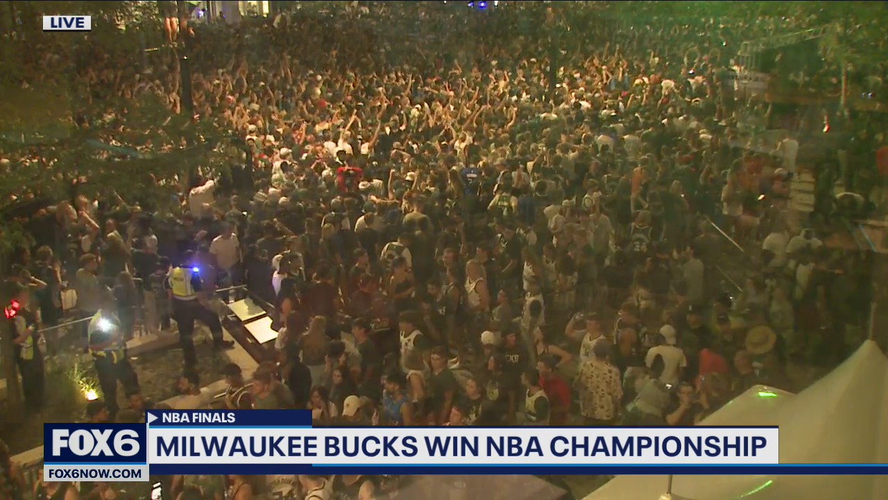 Deer District crowd celebrates Bucks' championship win