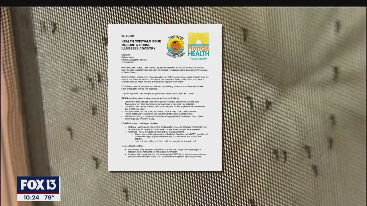Deadly disease found in mosquitos in Pasco County