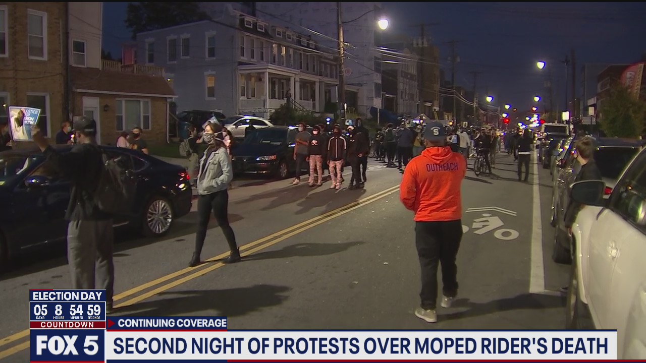 Second night of protests over moped rider's death