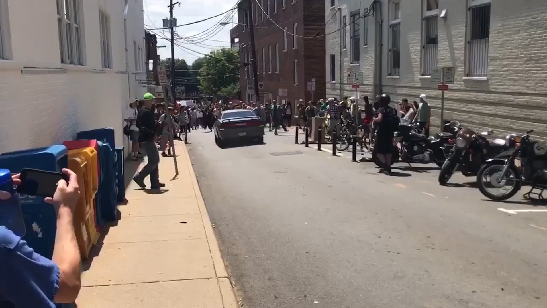 Car plows into protesters in Charlottesville at white nationalist rally