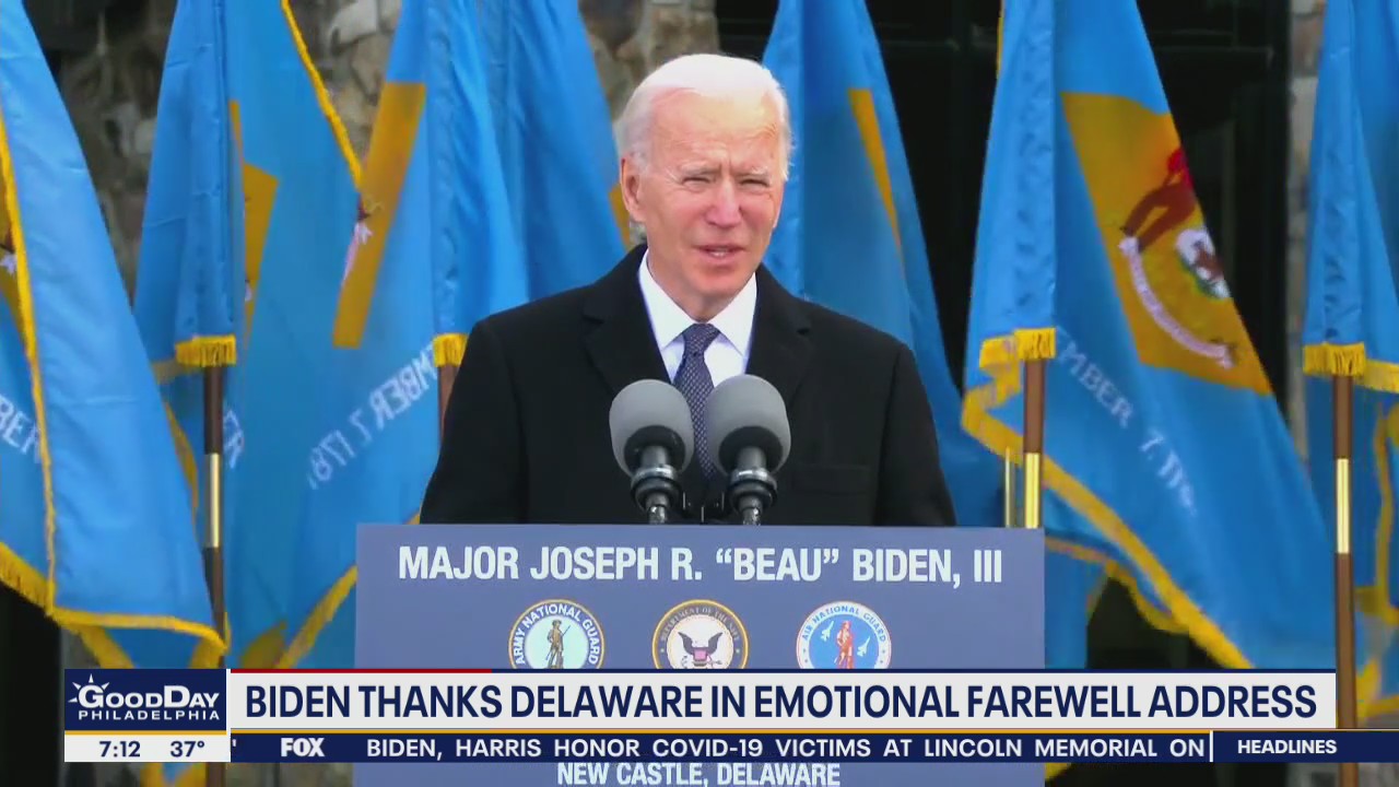 Biden thanks Delaware in emotional farewell address