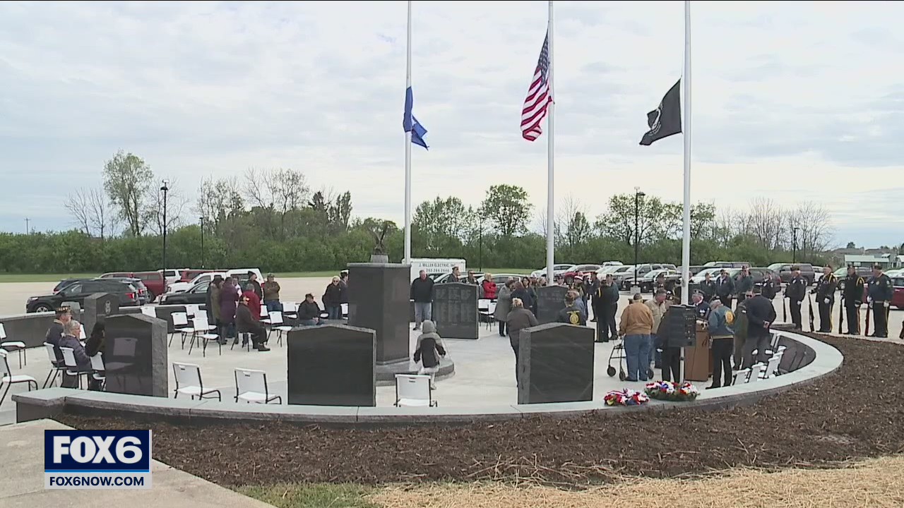 Rededication ceremony for Ozaukee County War Memorial