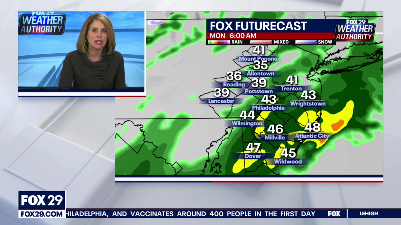 Weather Authority: Rain continues overnight leading to windy Monday