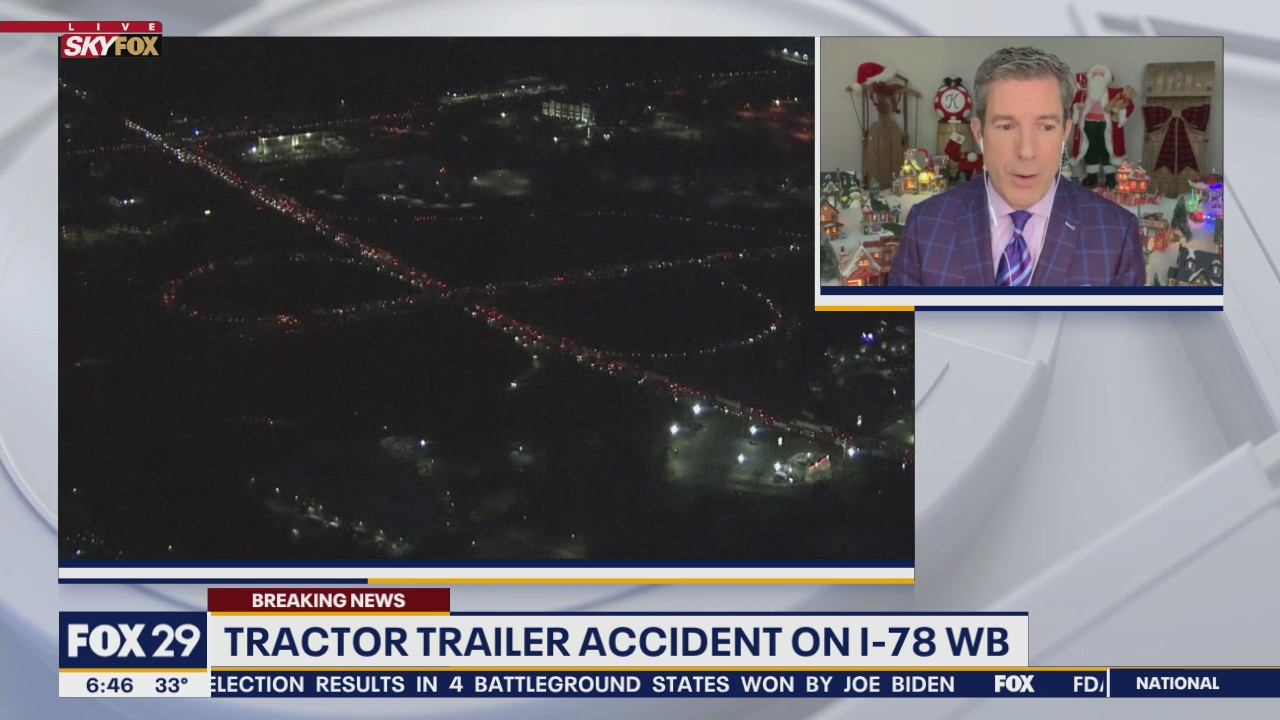 Tractor trailer accident closes westbound lanes of I-78 in Lehigh County