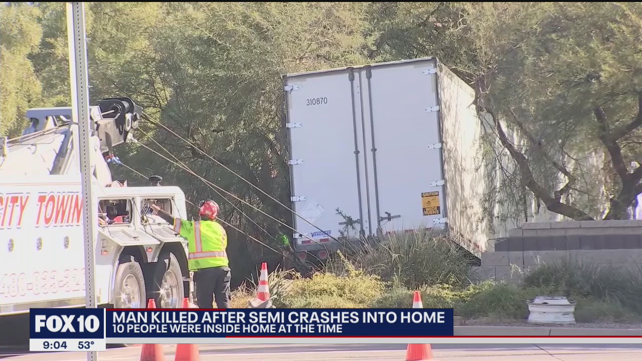 Man dead after semi smashes into home