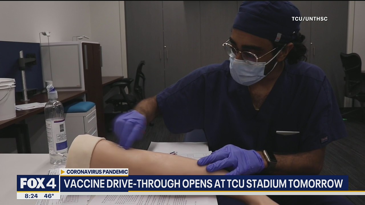 Students helping with new vaccine drive-thru site at TCU