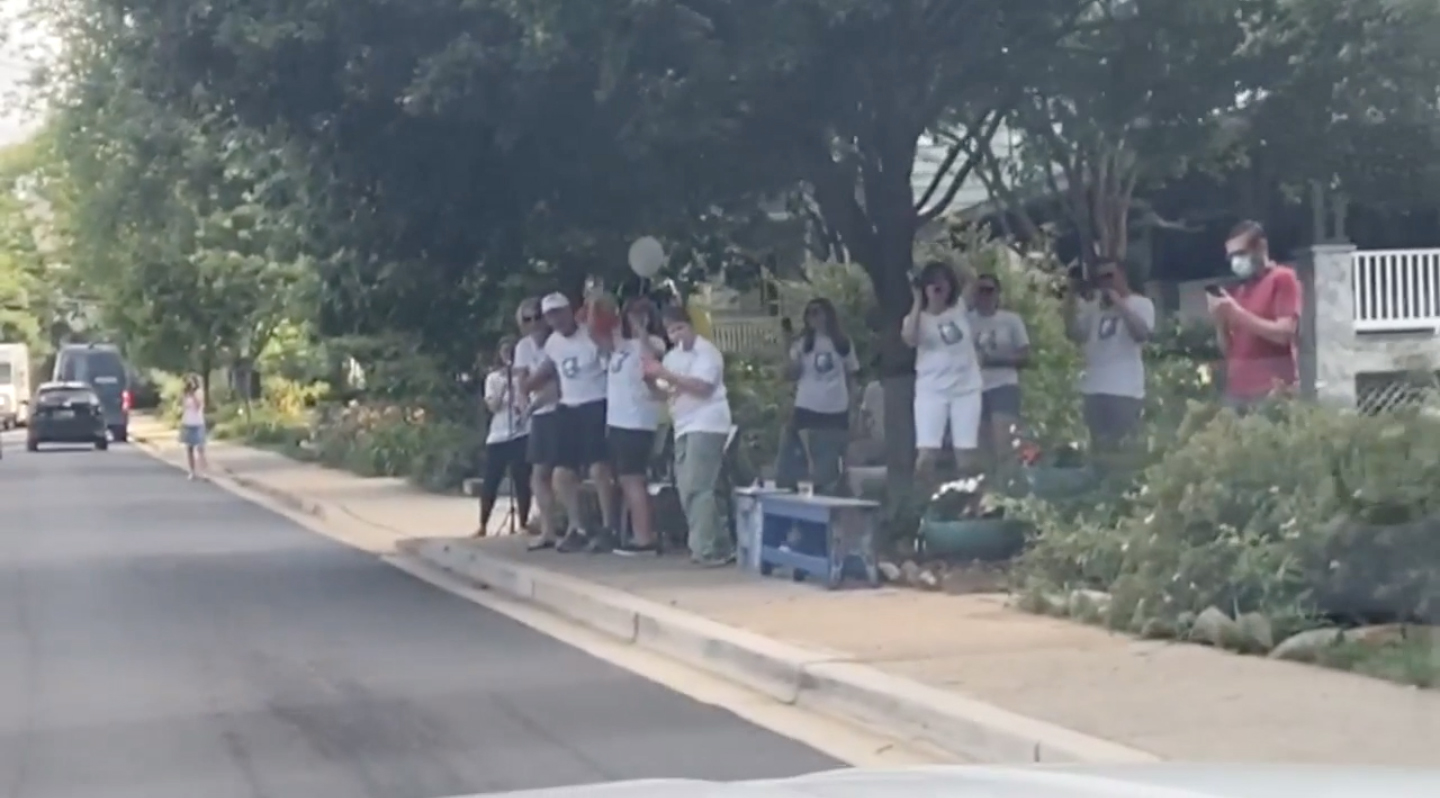 Authorities join birthday parade for man who sewed 300 masks