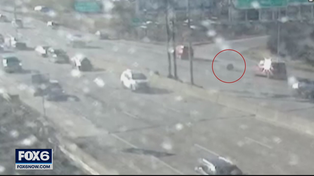 Tire bounces across I-94 during rush hour