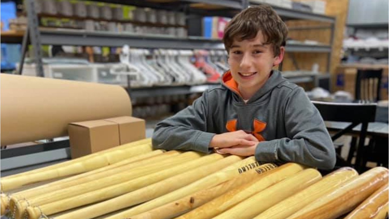 Boy turns downed trees from storm into baseball bats