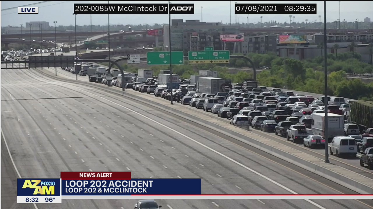 Rollover crash causes major backups on Loop 202 in Tempe