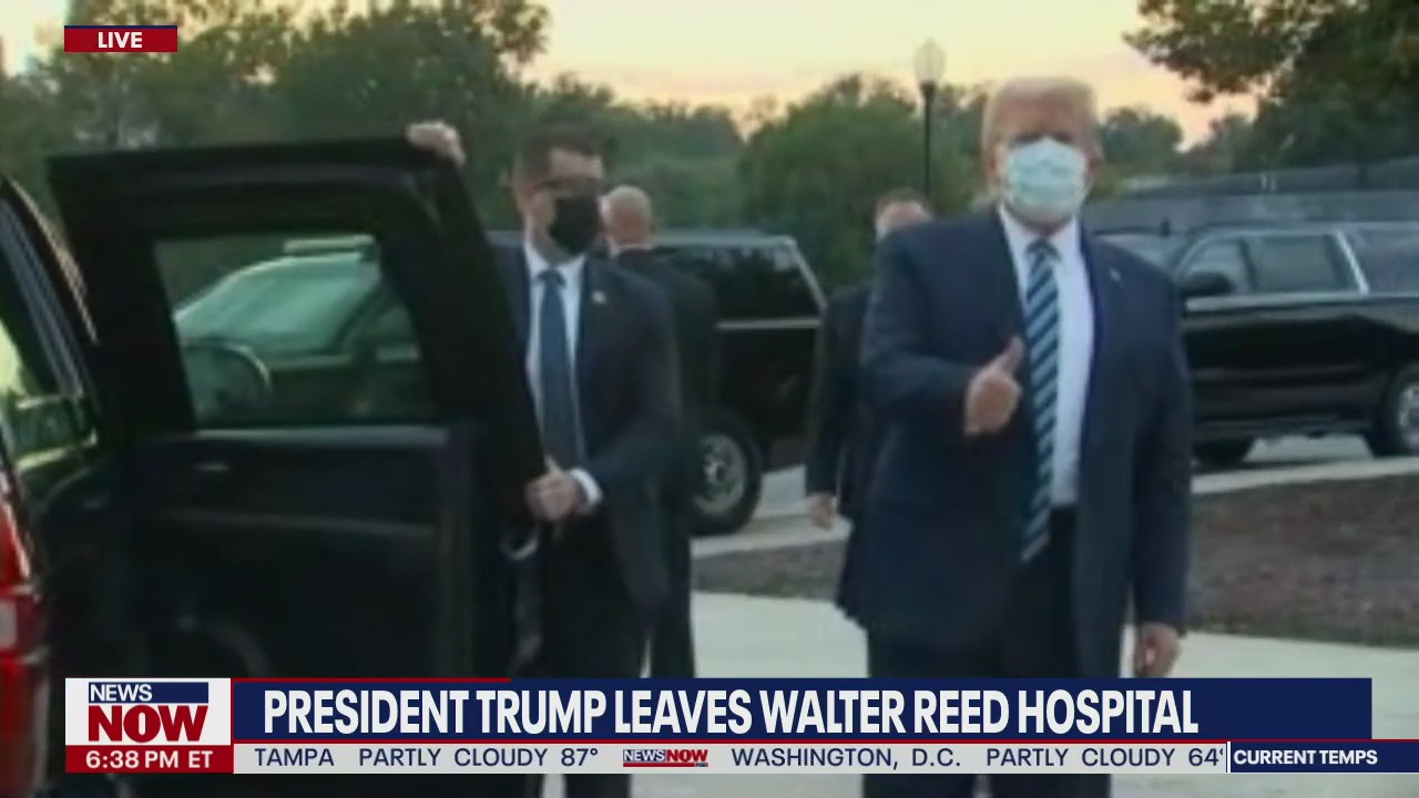President Donald Trump leaves Walter Reed Medical Center