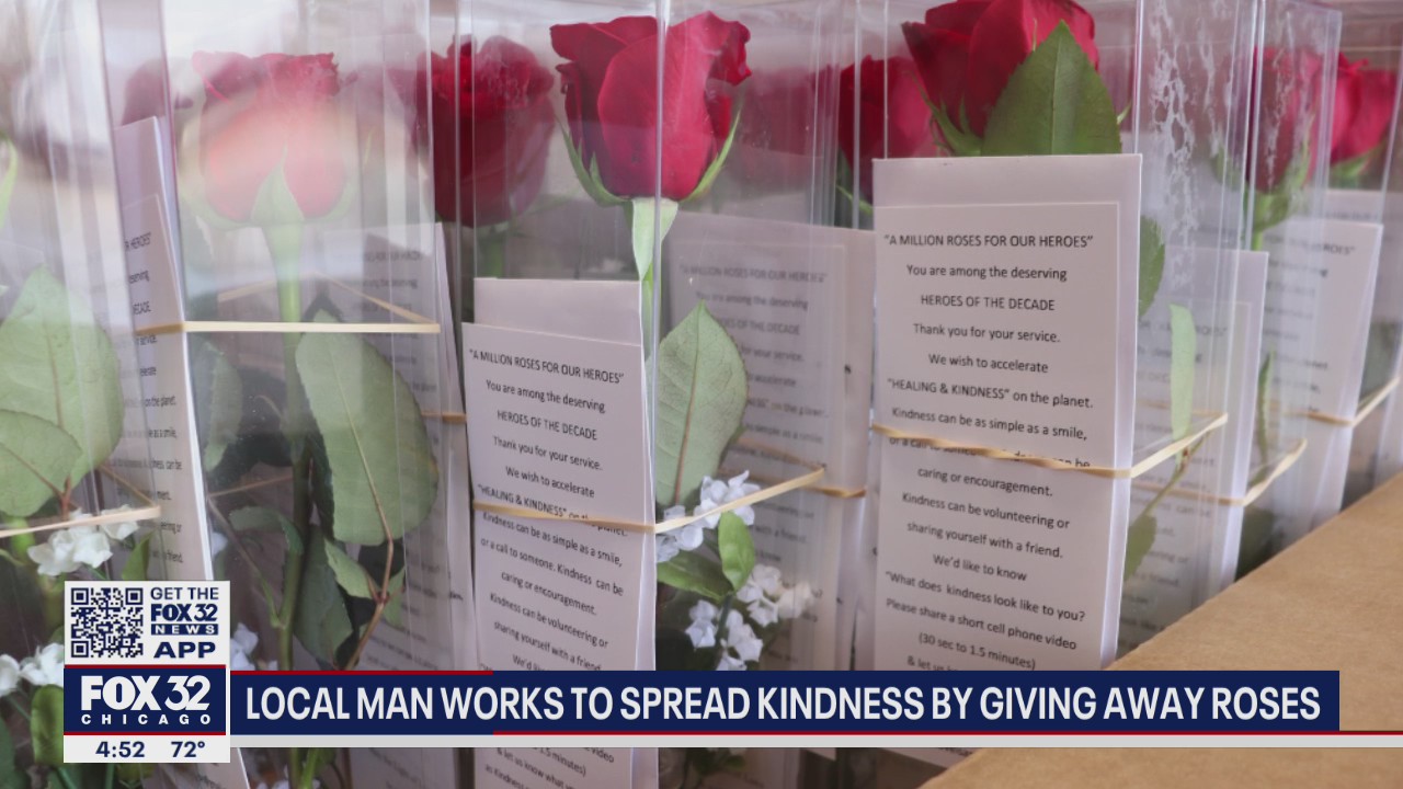 Local man works to spread kindness by giving away roses