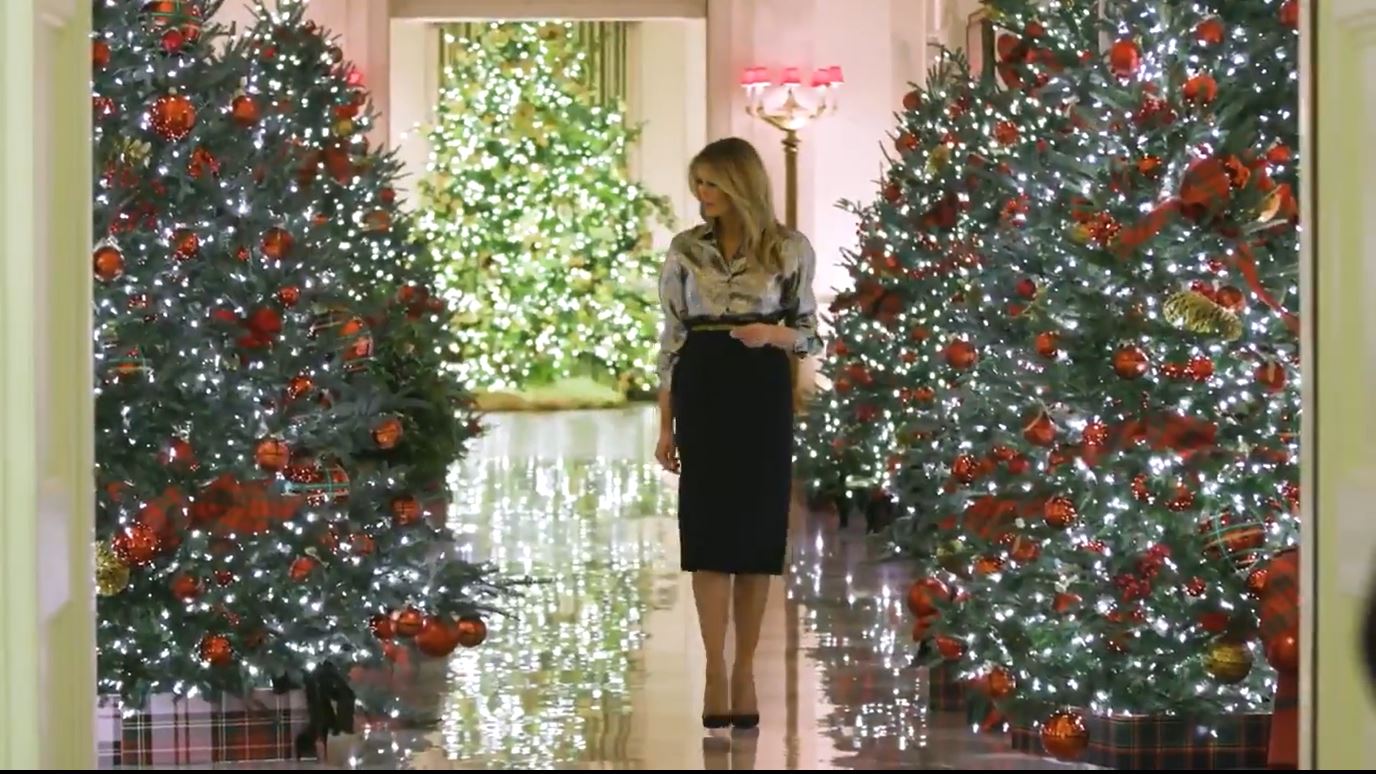 Melania Trump shows off White House Christmas decorations