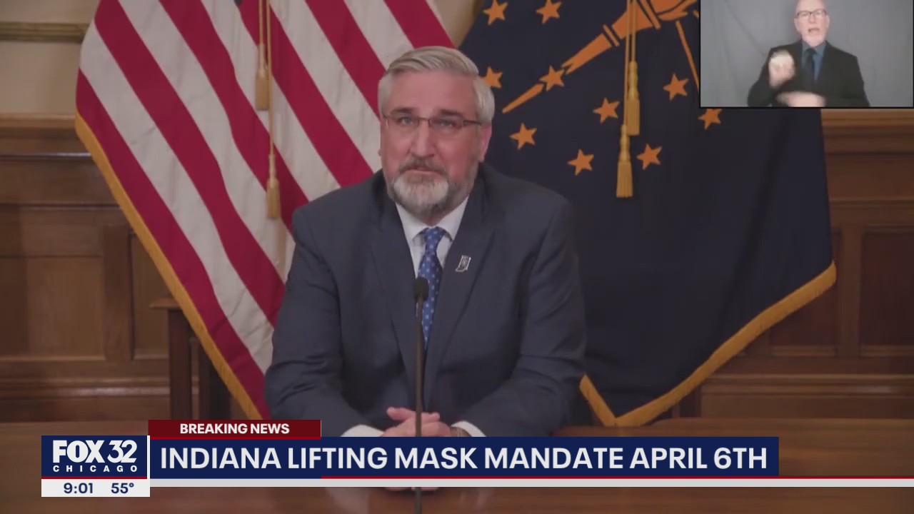 Indiana Governor Holcomb lifting statewide mask mandate in 2 weeks