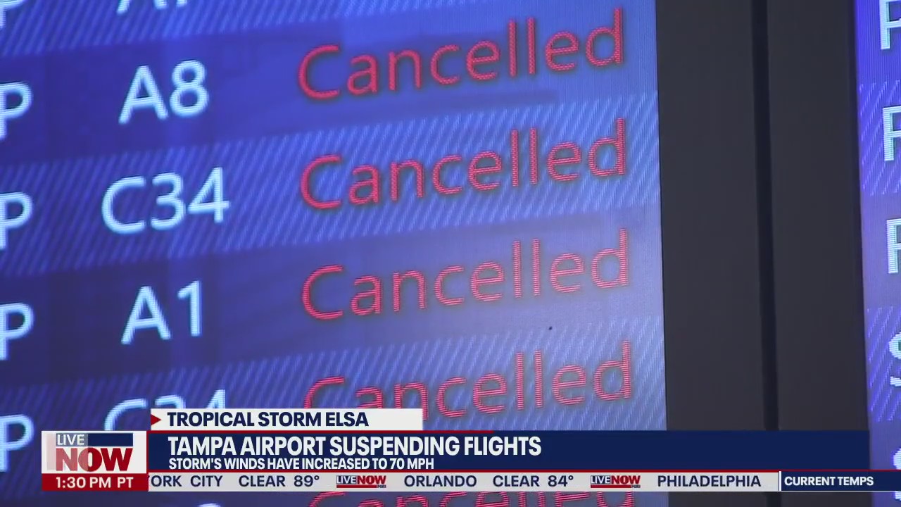 Tracking Elsa: Tampa airport suspends flights with expected 70 mph winds