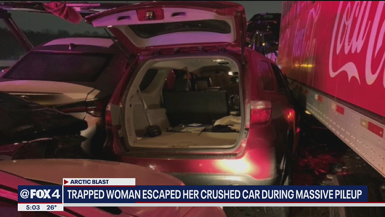 Nurse escapes crushed car in deadly Fort Worth pileup, continues walking to work