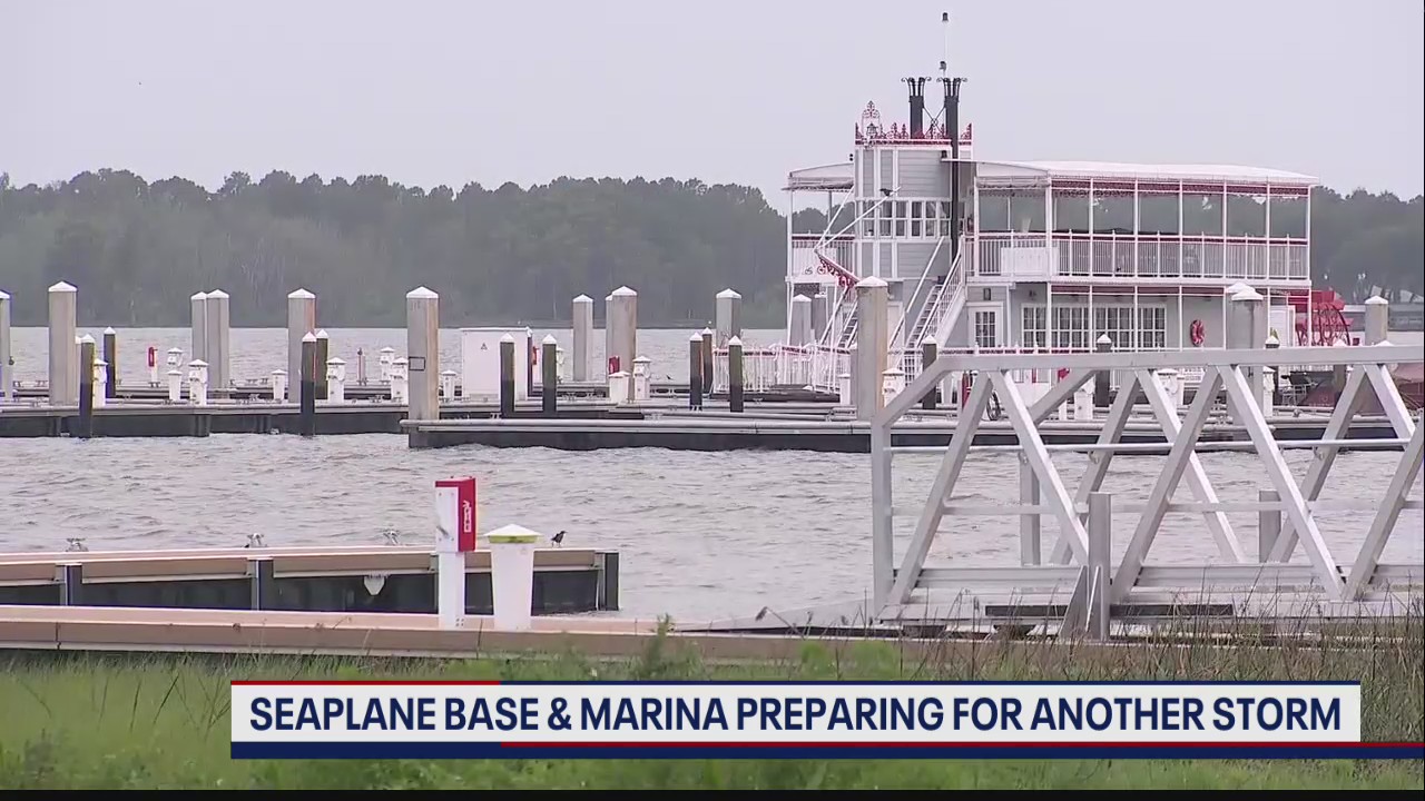 Seaplane base and marina preparing for another storm