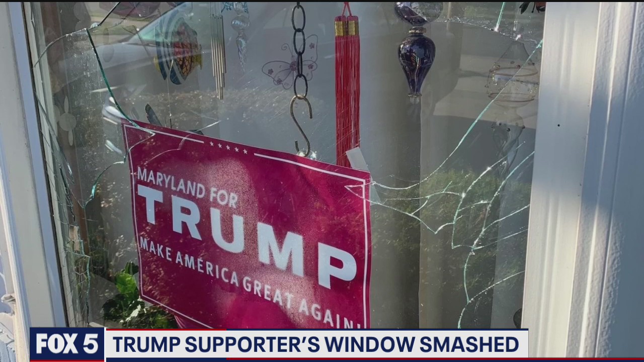 Trump supporter's window smashed
