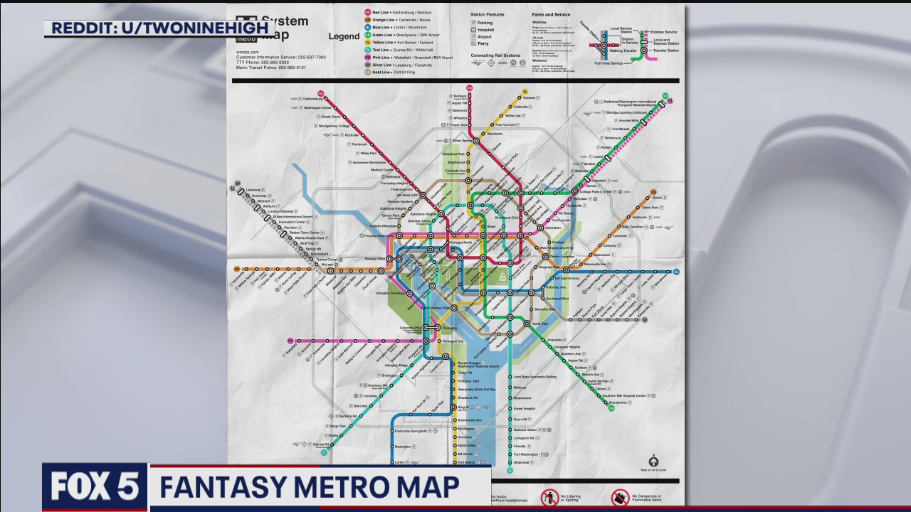 Fantasy DC Metro map posted on Reddit creates new lines, connects popular destinations