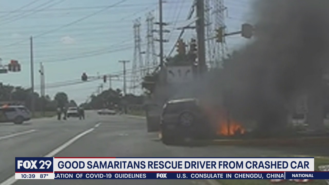 Good Samaritans rescue driver before car catches fire in Burlington County