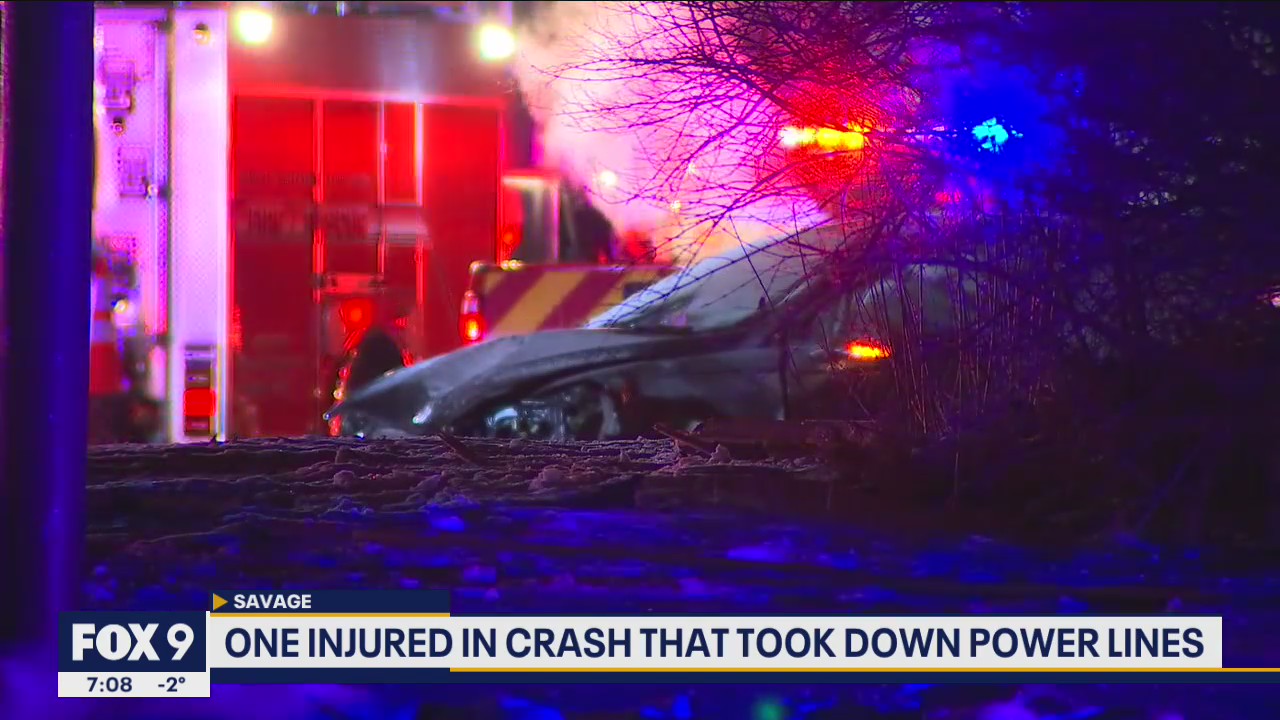 1 injured in Savage, Minnesota crash that took down power lines