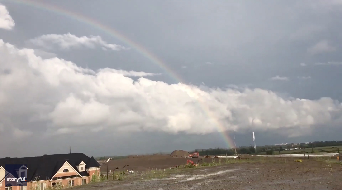 Weather enthusiast finds the end of a rainbow