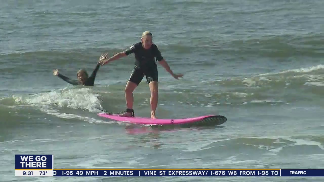 Jenn catches some waves in Ocean City