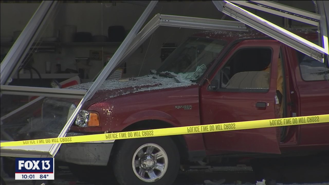 Truck crashes into Tampa Waffle House