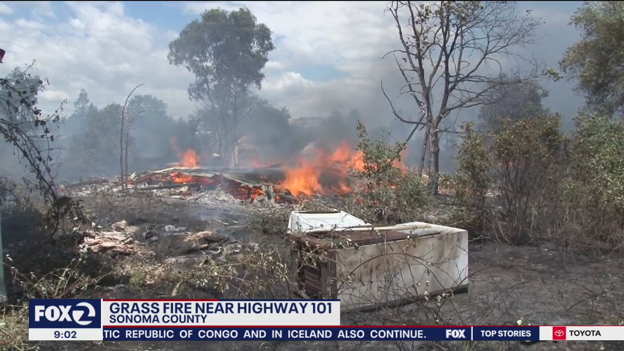 Sonoma County grass fire destroys one home, burns 10-acres