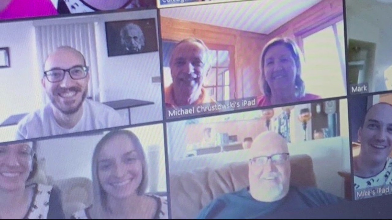 Large Italian family stays connected with Zoom calls every day