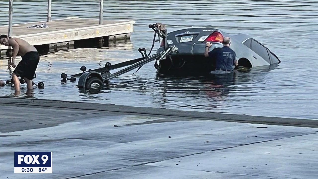 Fisherman rescues driver from sinking car that went into Lake Minnetonka