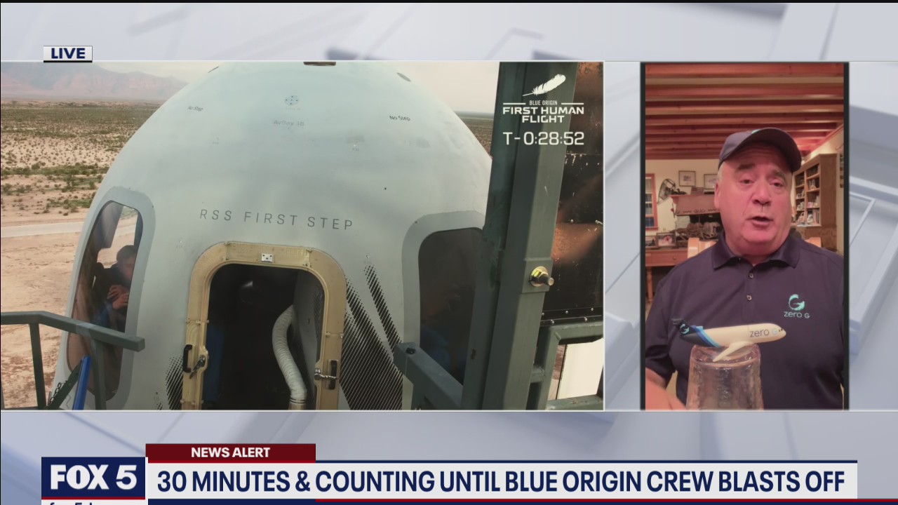 Jeff Bezos Blue Origin crew blasts off