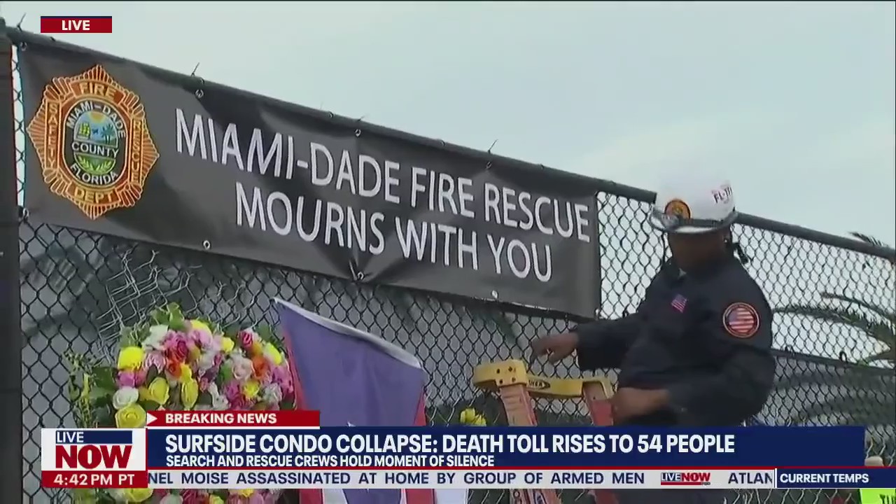 Florida building collapse moment of silence & prayer for victims I LiveNOW from FOX