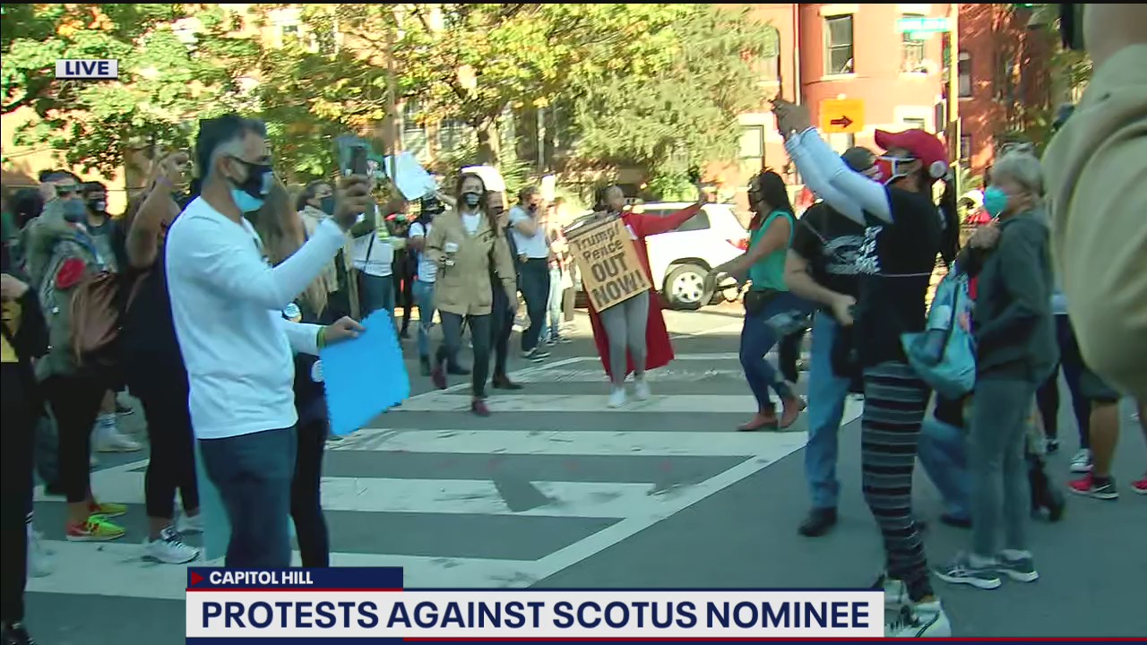 Protests outside Supreme Court on final day of confirmation hearings for Judge Amy Coney Barrett