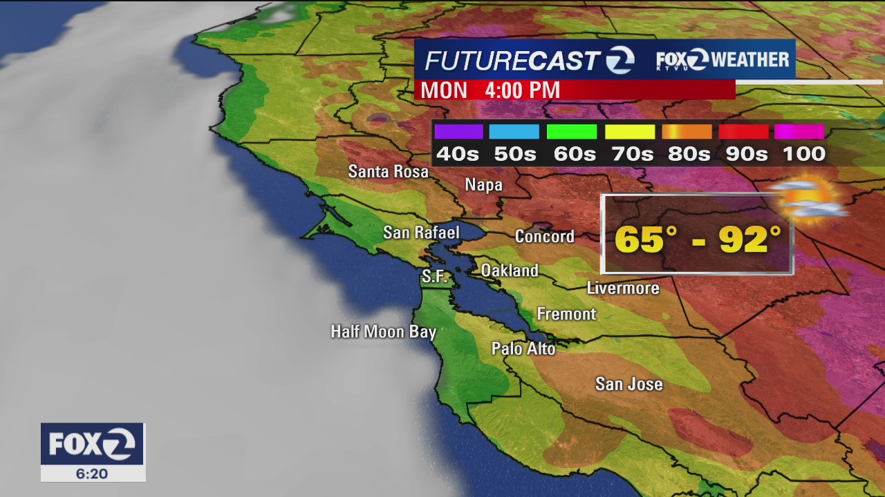 WEATHER FORECAST: Foggy overnight, cooler temps around the Bay Area Monday