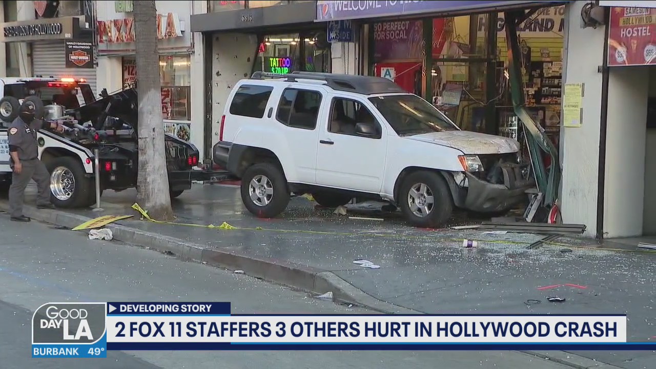 FOX 11 crew members recovering in hospital after being stuck by suspected DUI driver in Hollywood