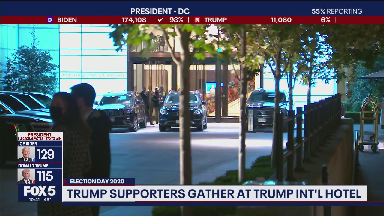 Trump supporters gather at Trump International Hotel