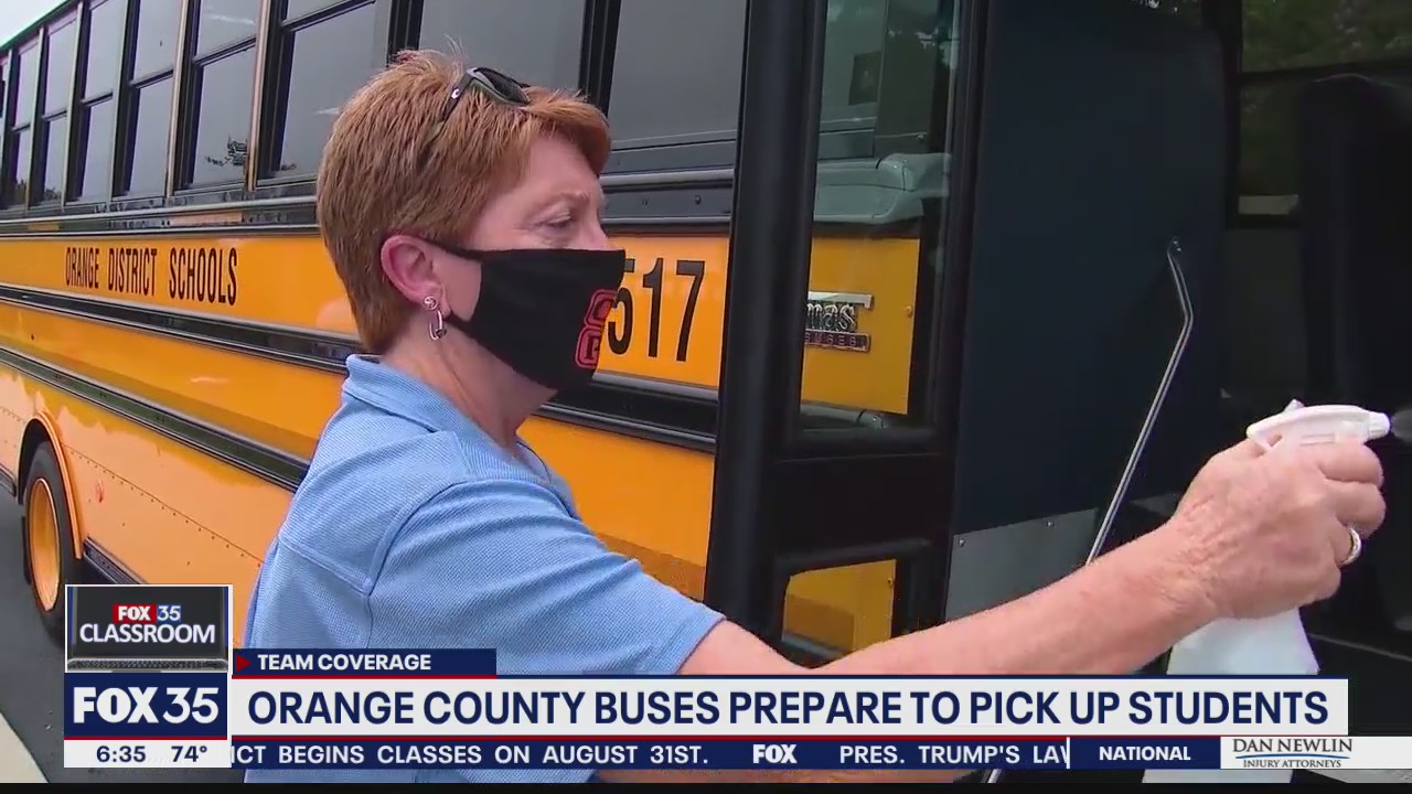 Orange County buses prepare to pick up students