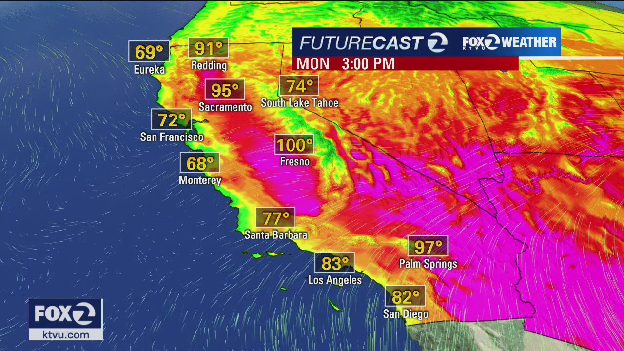 WEATHER FORECAST: Temps 5-10 degrees cooler Monday, foggy along the coast