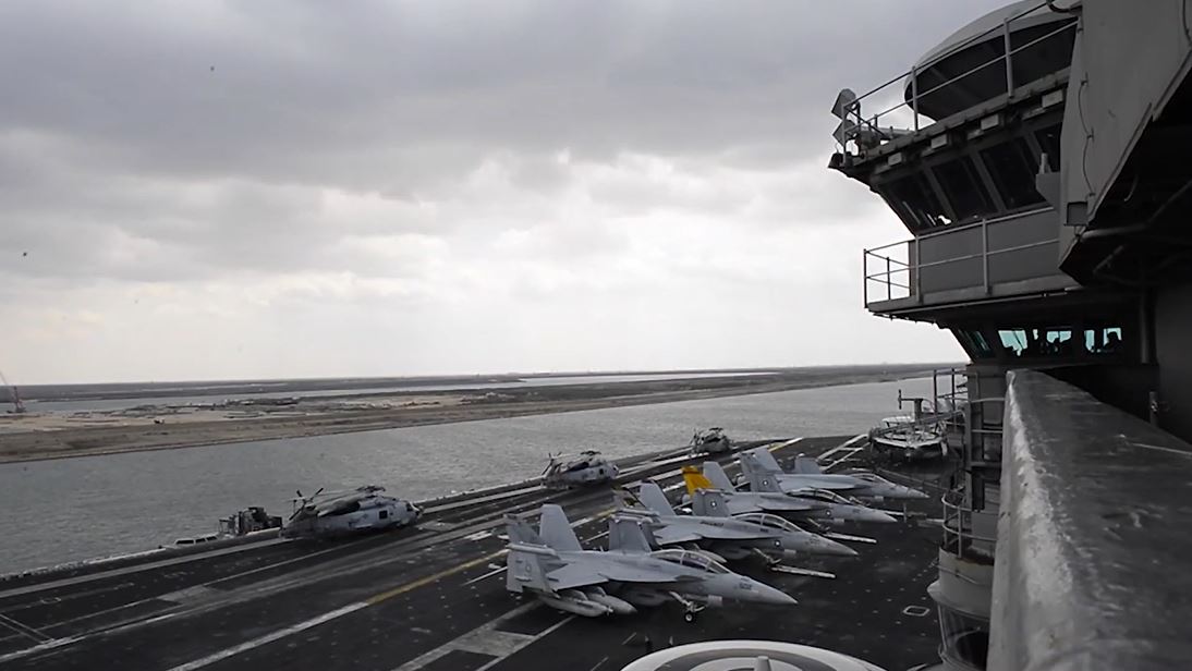 US Naval vessel passes through Suez Canal