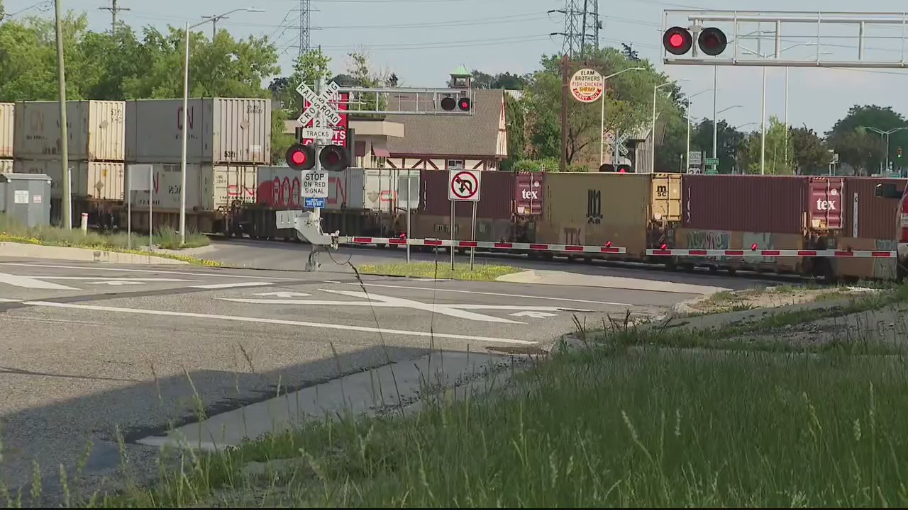 Vehicle hit by train in Pontiac
